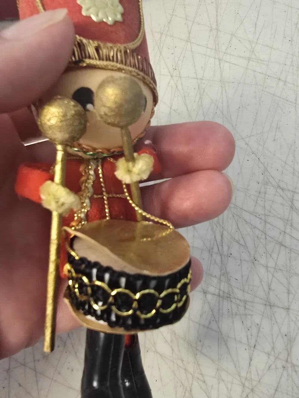 3 Vintage Drummer Toy Soldiers Handmade 1960s Red Christmas Ornament 5